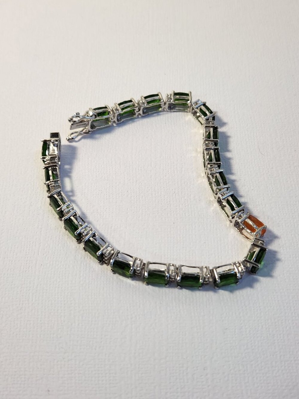 VTG 925 Chrome Diopside & Madiera Citrine & White Zircon 7" Bracelet Irish Theme - Picture 6 of 13